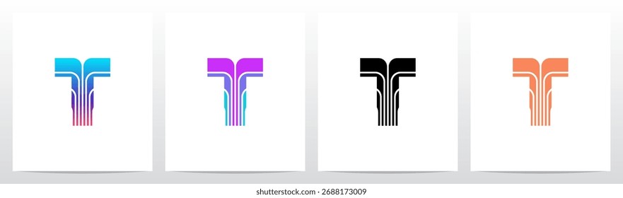 Las líneas Abstractas enfocadas dividen el diseño inicial del logotipo de la parte T