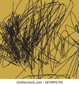 Abstract lines. Free lines seamless pattern with pencil, felt-tip pen, handmade, brush. Hand drawing. Vector image.