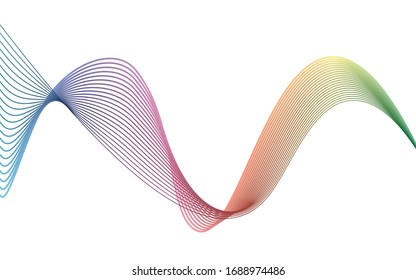 Abstract lines. Futuristic ribbons. Wave of multi-colored lines. The illusion of space.