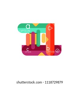 Líneas abstractas disposición de infografía geométricaLíneas abstractas diseño de infografía geométrica, diseño de visualización de datos, opción paso a paso, cuadro web. Ilustración del vector aislada en blanco