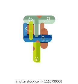 Líneas abstractas disposición de infografía geométricaLíneas abstractas diseño de infografía geométrica, diseño de visualización de datos, opción paso a paso, cuadro web. Ilustración del vector aislada en blanco