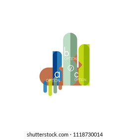 Líneas abstractas disposición de infografía geométricaLíneas abstractas diseño de infografía geométrica, diseño de visualización de datos, opción paso a paso, cuadro web. Ilustración del vector aislada en blanco