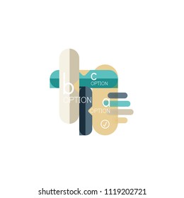 Líneas abstractas disposición de infografía geométricaLíneas abstractas diseño de infografía geométrica, diseño de visualización de datos, opción paso a paso, cuadro web. Ilustración del vector aislada en blanco