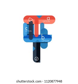 Líneas abstractas disposición de infografía geométricaLíneas abstractas diseño de infografía geométrica, diseño de visualización de datos, opción paso a paso, cuadro web. Ilustración del vector aislada en blanco