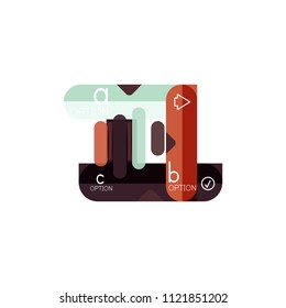 Líneas abstractas disposición de infografía geométricaLíneas abstractas diseño de infografía geométrica, diseño de visualización de datos, opción paso a paso, cuadro web. Ilustración del vector aislada en blanco