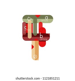 Líneas abstractas disposición de infografía geométricaLíneas abstractas diseño de infografía geométrica, diseño de visualización de datos, opción paso a paso, cuadro web. Ilustración del vector aislada en blanco