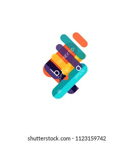 Linhas abstratas layout infográfico geométricoLinhas abstratas layout infográfico geométrico, design de visualização de dados, programação passo a passo opcional, web box. Ilustração vetorial isolada no branco