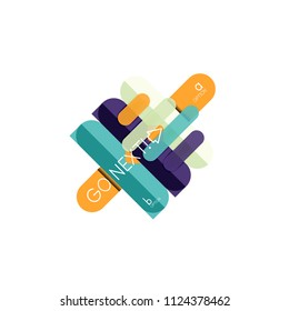 Linhas abstratas layout infográfico geométricoLinhas abstratas layout infográfico geométrico, design de visualização de dados, programação passo a passo opcional, web box. Ilustração vetorial isolada no branco