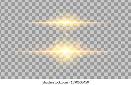 Abstract lines with glow light effect on transparent background. Special lens flash light effect. Color forces lights vector illustration.