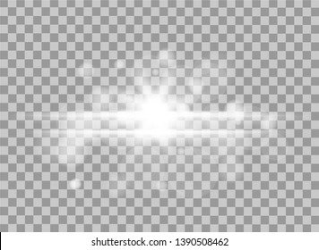 Abstract lines with glow light effect on transparent background. Special lens flash light effect. Color forces lights vector illustration.