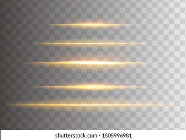 Abstract lines with glow light effect on transparent background. Special lens flash light effect. 