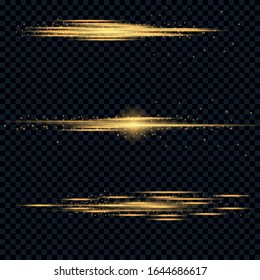Líneas abstractas con efecto luminoso brillante. Efecto luminoso especial brillante. Líneas brillantes sobre fondo transparente. Vector de líneas.