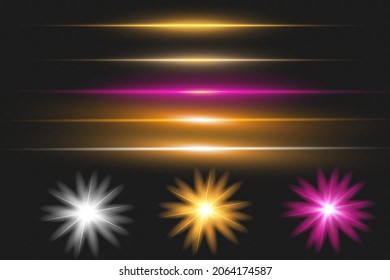 Abstract lines with glow light effect. Glow special light effect. Glowing lines on transparent background.