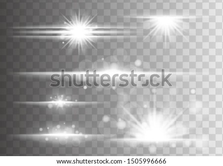 Abstract lines with glow light effect on transparent background. Special lens flash light effect. 