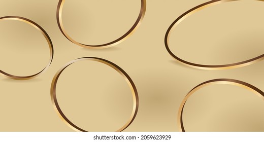 Abstract lines of gold rings on a golden background. 