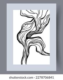Abstrakte Linien graziöse minimalistische Wandkunst drucken. Wandbilder für Innenarchitektur. Printable minimale abstrakte Linien Poster. Moderner dekorativer Hintergrund mit Minimalismus.
