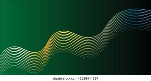 abstract lines gradient background on green black background