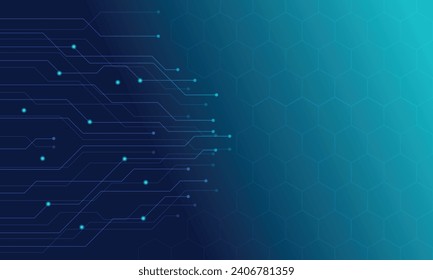 Abstract lines, hexagon and dots connecting background with tech theme. EPS. Vector Design.