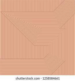 Abstract of lines illusion vector. Design G stripes red on rose gold
 background. Design print for illustrations, textile, wallpaper, banner, background, cover.
