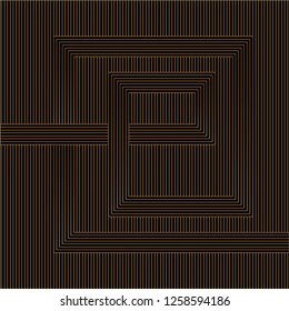 Abstract of lines illusion vector. Design e stripes gradient gold on black background. Design print for illustrations, textile, wallpaper, banner, background, cover. Set 