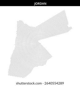 Abstract lines illustrate the map and geography of Jordan creatively.