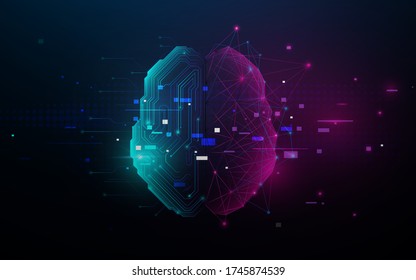 Concepto de funciones cerebrales izquierda y derecha de líneas abstractas, analítico frente a creatividad