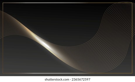 Abstract lines lighting effect with frame on dark background.Vector graphic illustration.