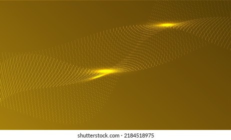 Abstract lines lighting effect on gold background. Vector graphic illustration.