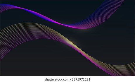 Abstract lines lighting effect on black background. Vector graphic illustration.