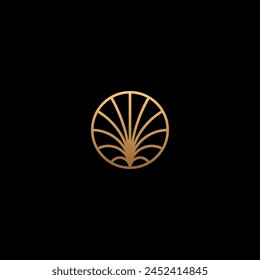 Logo de líneas Abstractas en forma de círculo dorado.