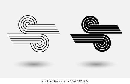 abstract lines logo or icon. black and white background