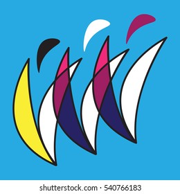 Abstract lines logo template on the blue background.