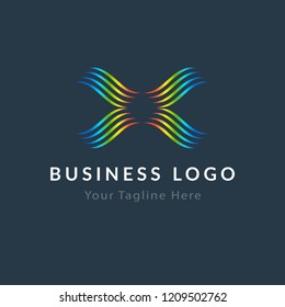 Abstract lines logo X. Creative logotype, modern colored symbol, icon design