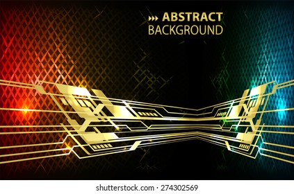 Abstract lines and metal mesh red yellow blue Pattern background, Light Technology for computer graphic website internet business. text box. Brochure card. banner flyer magazine label card