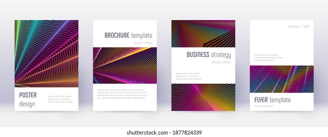 Folleto moderno de líneas abstractas. Fundas de geometría de gradiente brillante brillante brillante brillante.  Informe anual de la empresa, folleto, cartel, libro, etc.