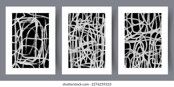 Abstract lines monochrome stripes wall art print. Printable minimal abstract poster. Wall artwork for interior design. Contemporary decorative background. 