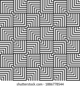 Abstract lines mosaic pattern. Modern stylish texture. Repeating geometric tiles with striped elements. Monochrome trellis. Vector background.
