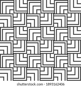 Abstract lines mosaic pattern. Modern stylish texture. Repeating geometric tiles with striped elements. Monochrome trellis. Vector background.