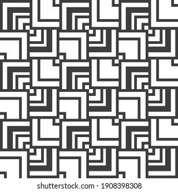 Abstract lines mosaic pattern. Modern stylish texture. Repeating geometric tiles with striped elements. Monochrome trellis. Vector background.