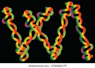 Abstract lines with multicolored gradient on black backdrop illustration.