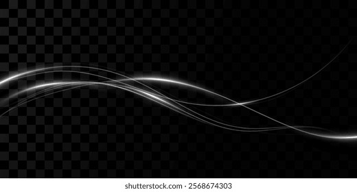 Abstract lines. Neon lines of speed and fast wind. Effect of movement at the speed of light. Effect of white glow. Magic shiny line. Neon. Background.