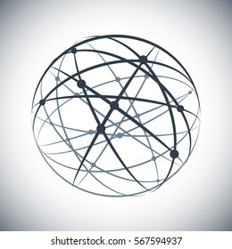 Abstract lines network sphere on white background. Technology design.