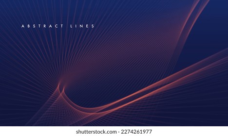 Líneas abstractas sobre fondo azul. Concepto gráfico para su diseño