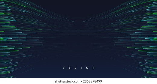 Abstract lines on a dark background. Magical lighting effects. Graphic concept for your design.