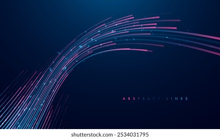 Linhas abstratas sobre fundo escuro. Efeitos de luz mágica. Conceito gráfico para o seu design.