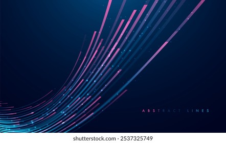 Abstract lines on dark background. Magic light effects. Graphic concept for your design.