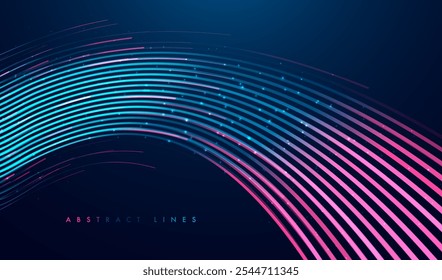 Abstract lines on dark background. Magic light effects. Graphic concept for your design.