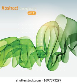 Abstract lines on light background. Vector illustration. Technology background with green stripes.