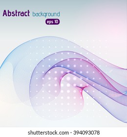Abstract lines on light background. Vector illustration. Technology background with stripes. Pink, blue, purple colors. 