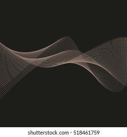 Abstract lines on a white background. Line art. Vector illustration. Grey wave with lines created using blend tool. Curved wavy line,smooth stripe.Design element.